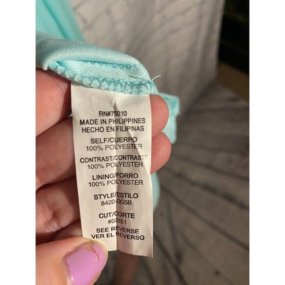 City Studio Formal Dress Size 5 Light Turquoise Bead Detail One Shoulder - Picture 8 of 14